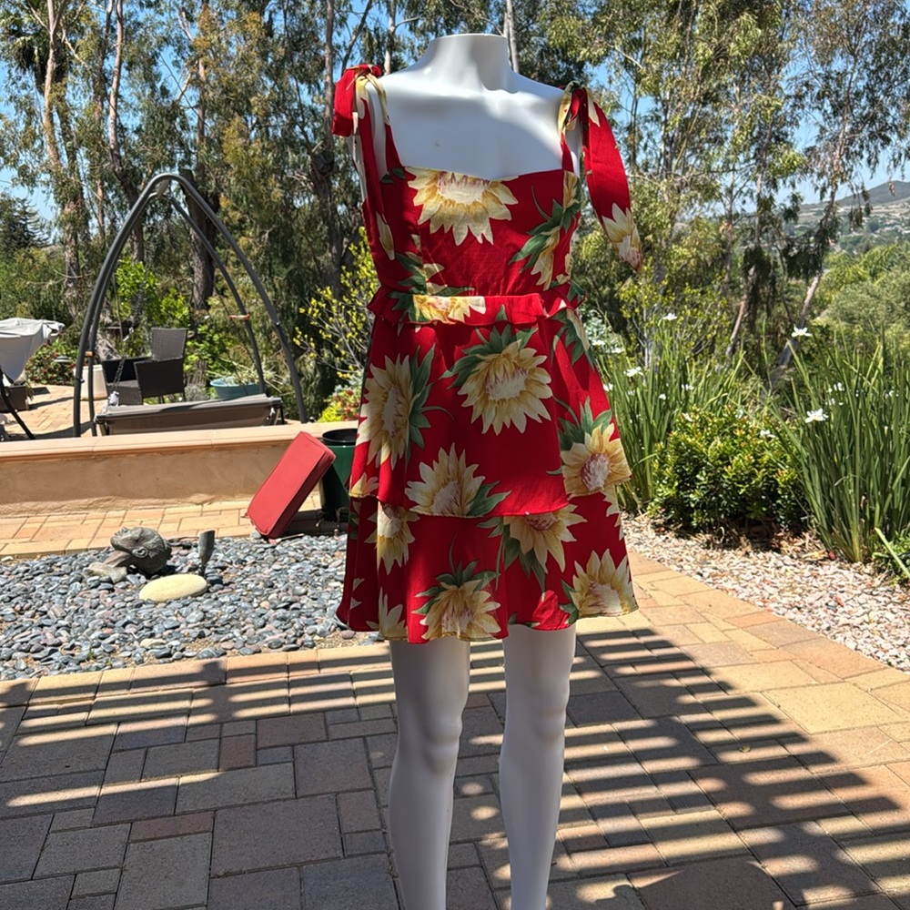Show Me Your Mumu Red Sunflower Fields Sleeveless ClaireMini Dress Size XL EUC - Picture 8 of 8